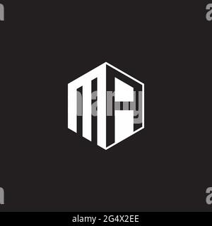 MA M A AM Logo monogram hexagon with black background negative space style Stock Vector