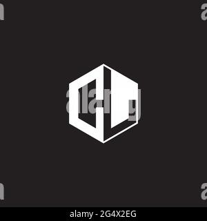 CL C L LC Logo monogram hexagon with black background negative space style Stock Vector