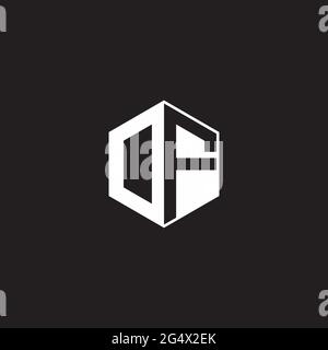 DF OF Logo monogram hexagon with black background negative space style Stock Vector