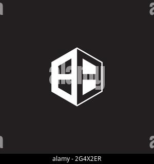 BB B Logo monogram hexagon with black background negative space style Stock Vector