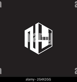 NY N Y YN Logo monogram hexagon with black background negative space style Stock Vector