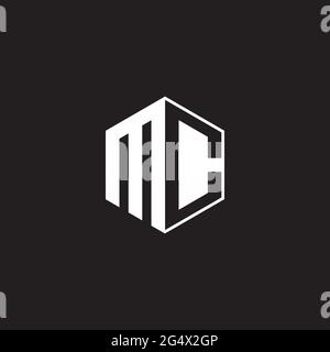 MC M C CM Logo monogram hexagon with black background negative space style Stock Vector