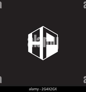 HP H P PH Logo monogram hexagon with black background negative space style Stock Vector