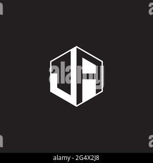 JA J A AJ Logo monogram hexagon with black background negative space style Stock Vector