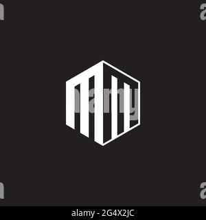 MM M Logo monogram hexagon with black background negative space style Stock Vector