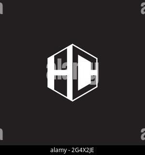 HC H C CH Logo monogram hexagon with black background negative space style Stock Vector
