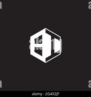BI B I IB Logo monogram hexagon with black background negative space style Stock Vector