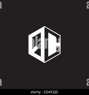QC Q C CQ Logo monogram hexagon with black background negative space style Stock Vector