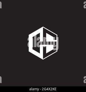 CS C S SC Logo monogram hexagon with black background negative space style Stock Vector