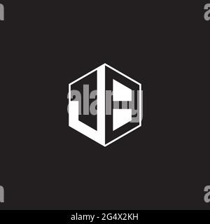 JB J B BJ Logo monogram hexagon with black background negative space style Stock Vector