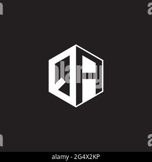 QA Q A AQ Logo monogram hexagon with black background negative space style Stock Vector