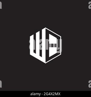 WB W B BW Logo monogram hexagon with black background negative space style Stock Vector