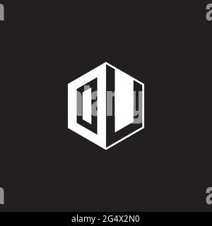 OU O U UO Logo monogram hexagon with black background negative space style Stock Vector