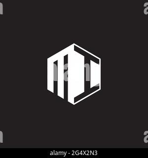 MI M I IM Logo monogram hexagon with black background negative space style Stock Vector