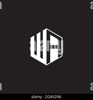 WA W A AW Logo monogram hexagon with black background negative space style Stock Vector