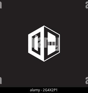 OB O B BO Logo monogram hexagon with black background negative space style Stock Vector