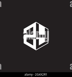 ZY Z Y YZ Logo monogram hexagon with black background negative space style Stock Vector