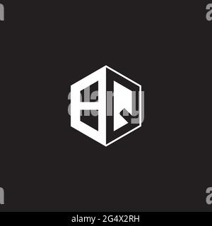 BQ B Q QB Logo monogram hexagon with black background negative space style Stock Vector