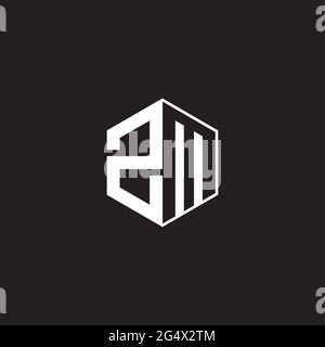 ZM Z M MZ Logo monogram hexagon with black background negative space style Stock Vector