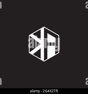 KA A K AK Logo monogram hexagon with black background negative space style Stock Vector