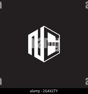 NG N G GN Logo monogram hexagon with black background negative space style Stock Vector