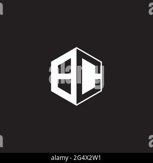 BC B C CB Logo monogram hexagon with black background negative space style Stock Vector