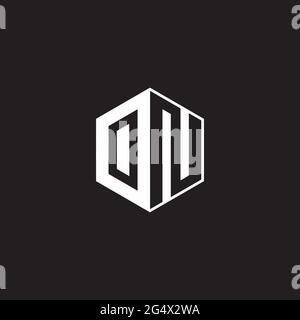 ON O N NO Logo monogram hexagon with black background negative space style Stock Vector