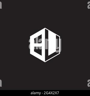 BU B U UB Logo monogram hexagon with black background negative space style Stock Vector