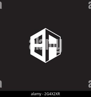 BA B A AB Logo monogram hexagon with black background negative space style Stock Vector