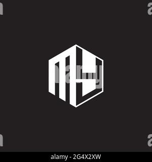 MY M Y YM Logo monogram hexagon with black background negative space style Stock Vector