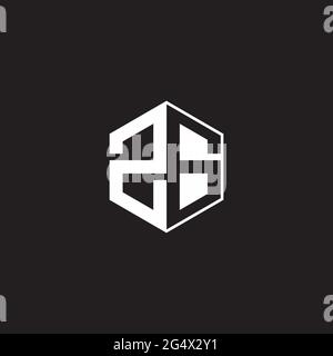 ZG Z G GZ Logo monogram hexagon with black background negative space style Stock Vector