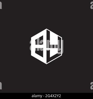 BY B Y YB Logo monogram hexagon with black background negative space style Stock Vector