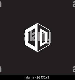 OO O Logo monogram hexagon with black background negative space style Stock Vector