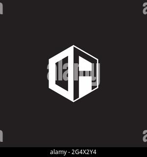 DA OA Logo monogram hexagon with black background negative space style Stock Vector