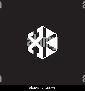 XK Logo monogram hexagon with black background negative space style Stock Vector