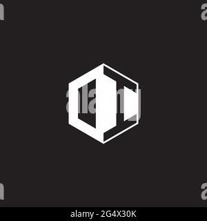 DI OI Logo monogram hexagon with black background negative space style Stock Vector