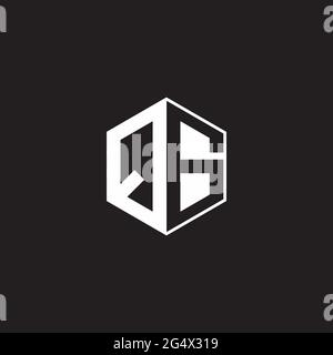 QG Q G GQ Logo monogram hexagon with black background negative space style Stock Vector