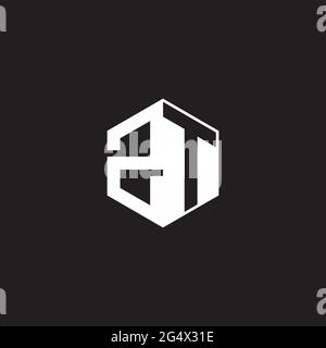 ZT Z T TZ Logo monogram hexagon with black background negative space style Stock Vector