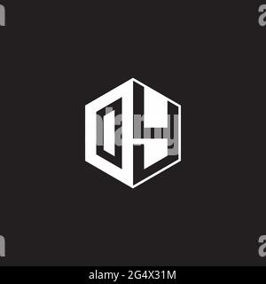 OY O Y YO Logo monogram hexagon with black background negative space style Stock Vector