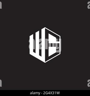 WG W G GW Logo monogram hexagon with black background negative space style Stock Vector
