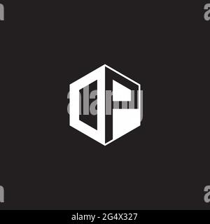 OP DP Logo monogram hexagon with black background negative space style Stock Vector