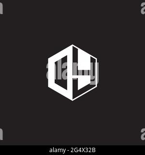 DY OY Logo monogram hexagon with black background negative space style Stock Vector