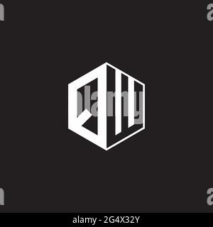 QW Q W WQ Logo monogram hexagon with black background negative space style Stock Vector
