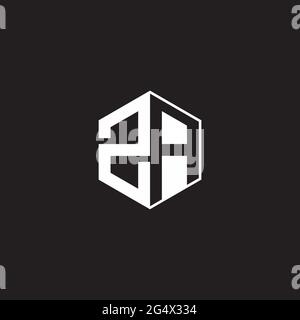 ZA Z A AZ Logo monogram hexagon with black background negative space style Stock Vector