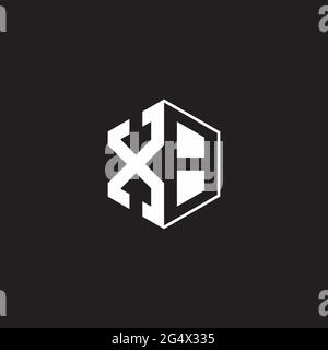 XB X B BX Logo monogram hexagon with black background negative space style Stock Vector