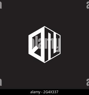 QN Q N NQ Logo monogram hexagon with black background negative space style Stock Vector
