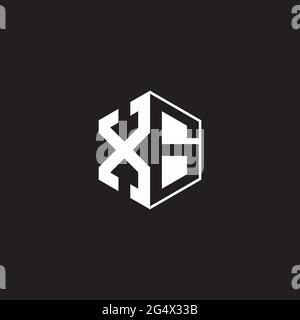 XG X G GX Logo monogram hexagon with black background negative space style Stock Vector