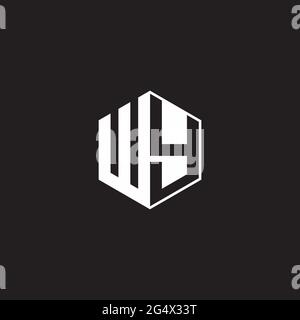 WY W Y YW Logo monogram hexagon with black background negative space style Stock Vector