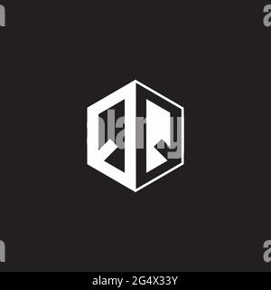 QQ Q Logo monogram hexagon with black background negative space style Stock Vector