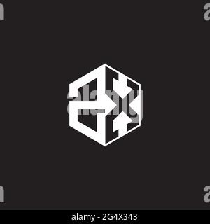 ZX Z X XZ Logo monogram hexagon with black background negative space style Stock Vector
